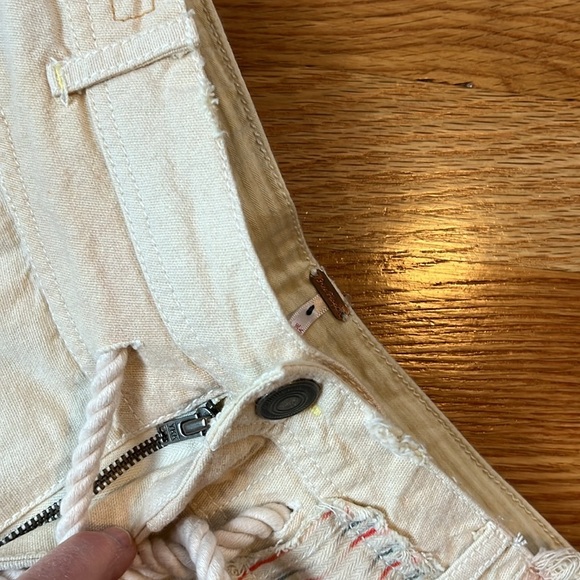 Free People Patchwork Distressed Cotton/Linen Drawstring Shorts Size 4 NWT - Picture 7 of 12